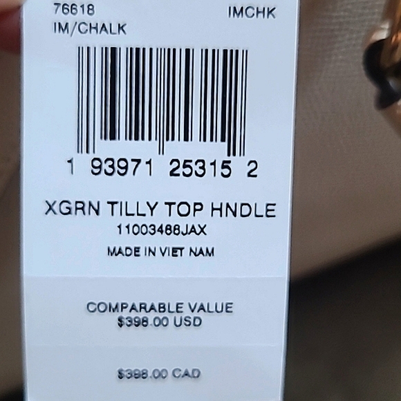 SOLD Coach Tilly Top Handle in Winter White/Chalk - Picture 9 of 10